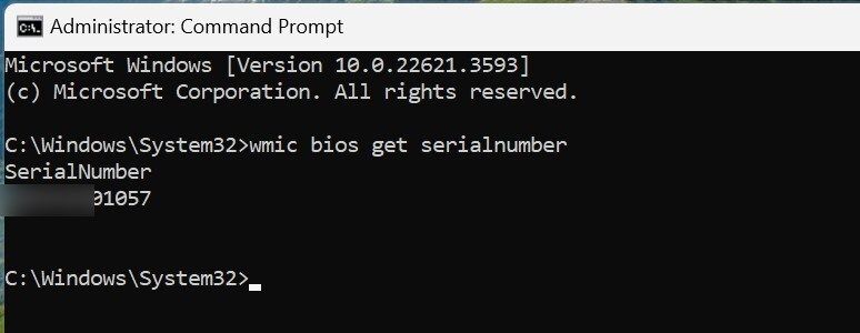 پیدا کردن شماره سریال از Command Prompt در ویندوز.