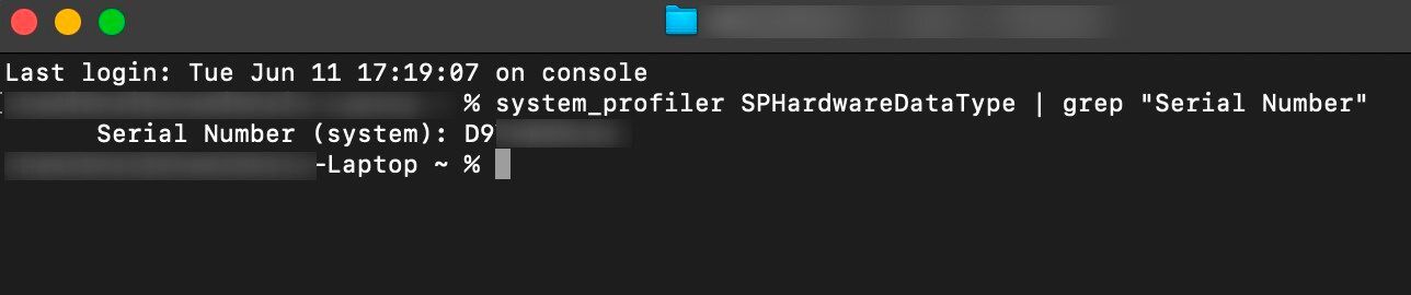 یافتن سریال مک از ترمینال در macOS.