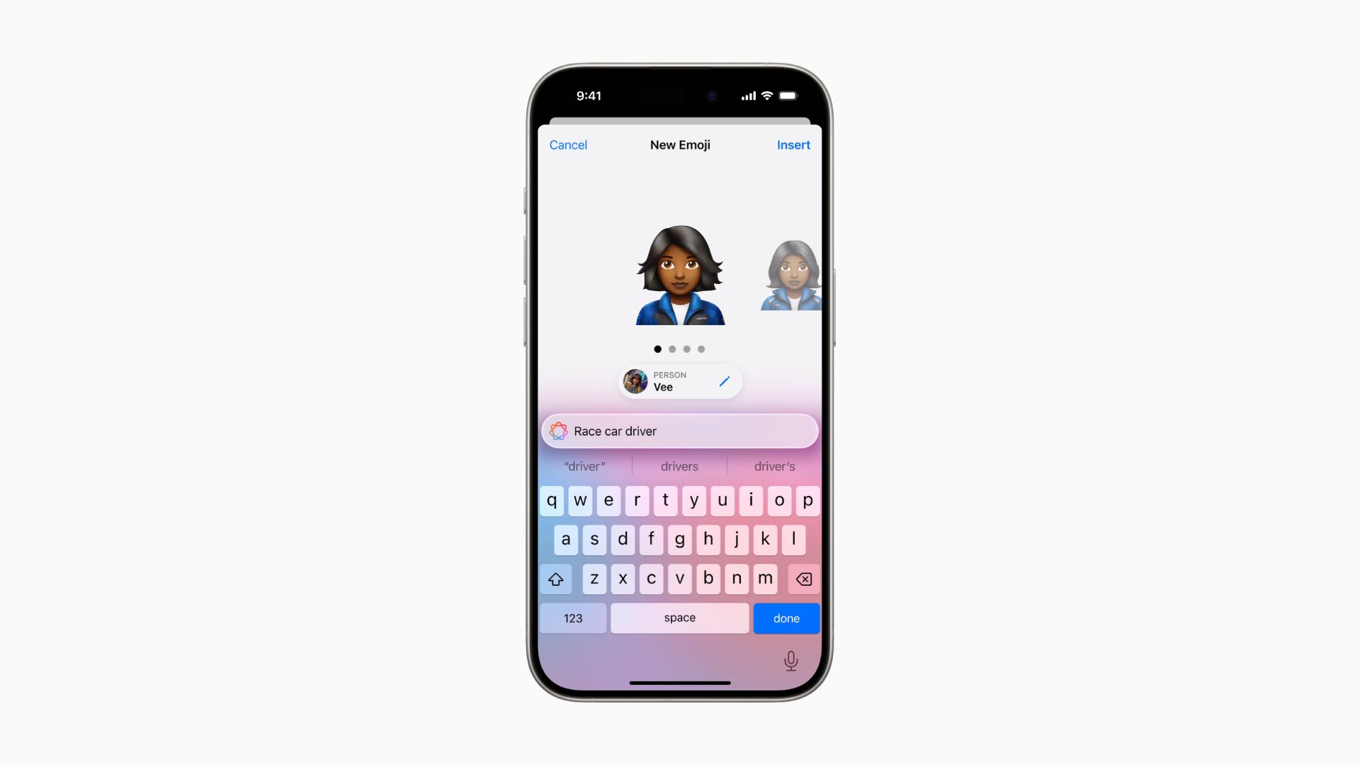 Genmoji creation on an iPhone of a woman