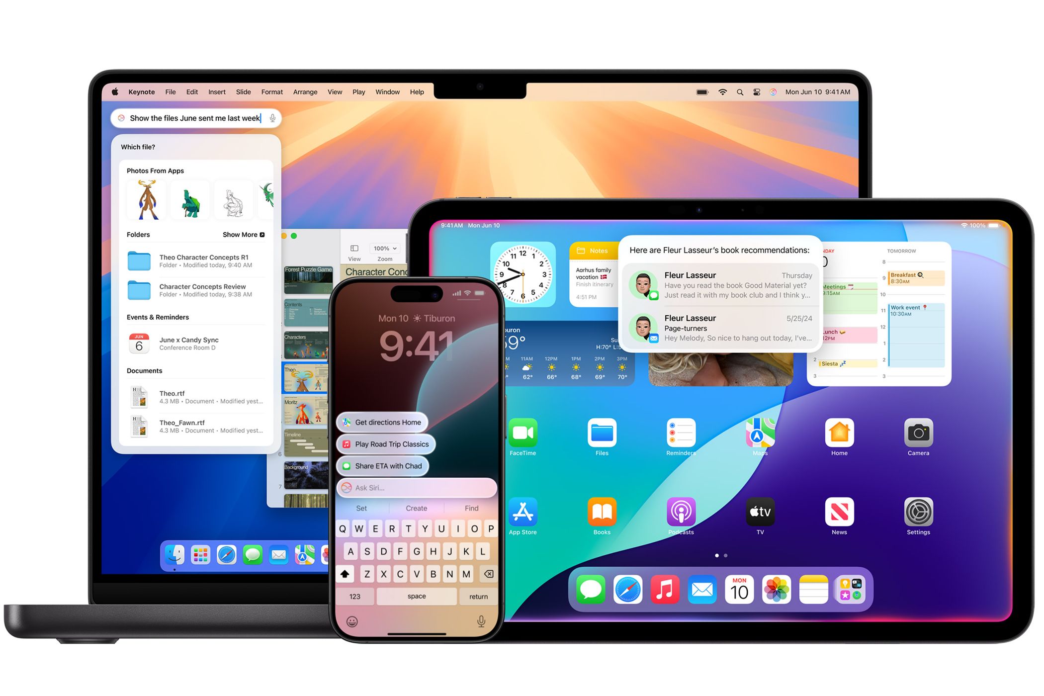 iOS 18, iPadOS 18, and macOS Sequoia running on iPhone, iPad, and Mac