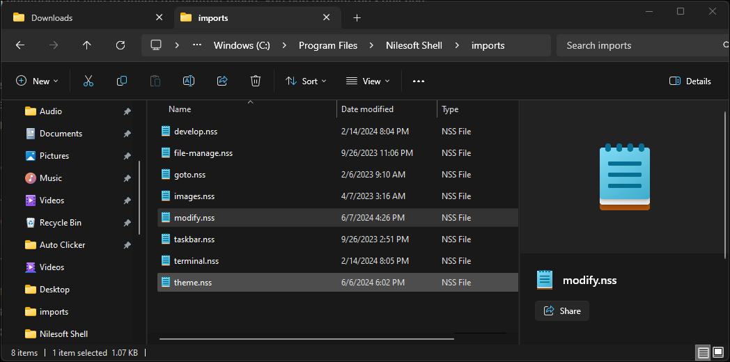 Cette Application Pratique Vous Permet De Personnaliser Les Menus Dans   Nilesoft Shell Imports Folder Containing Configuration Files 