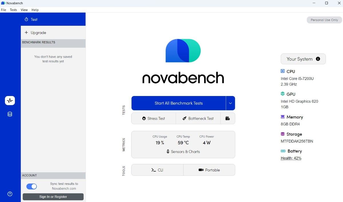 Novabench App on Windows