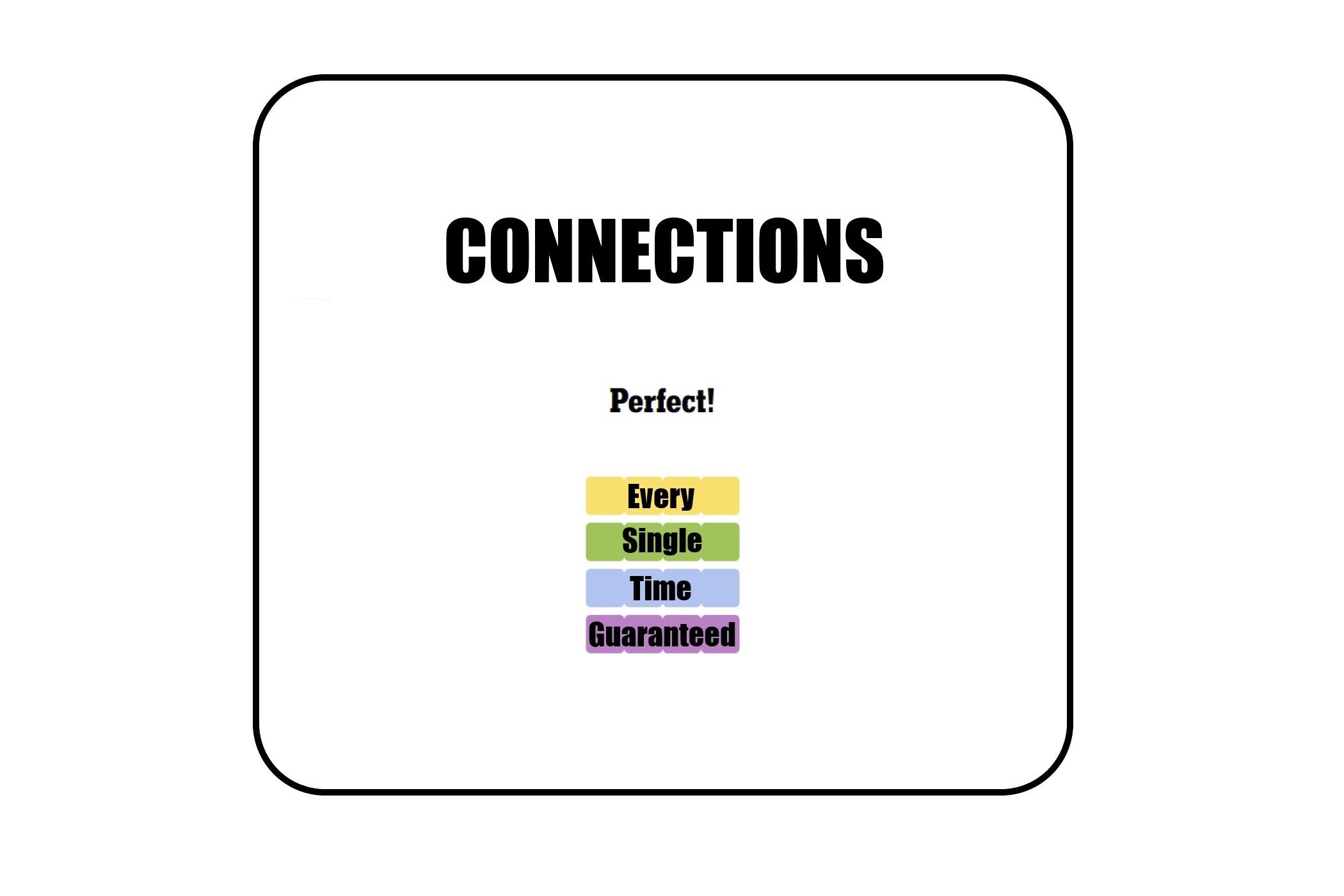 An edited version of the Connections screen when you complete the daily word game