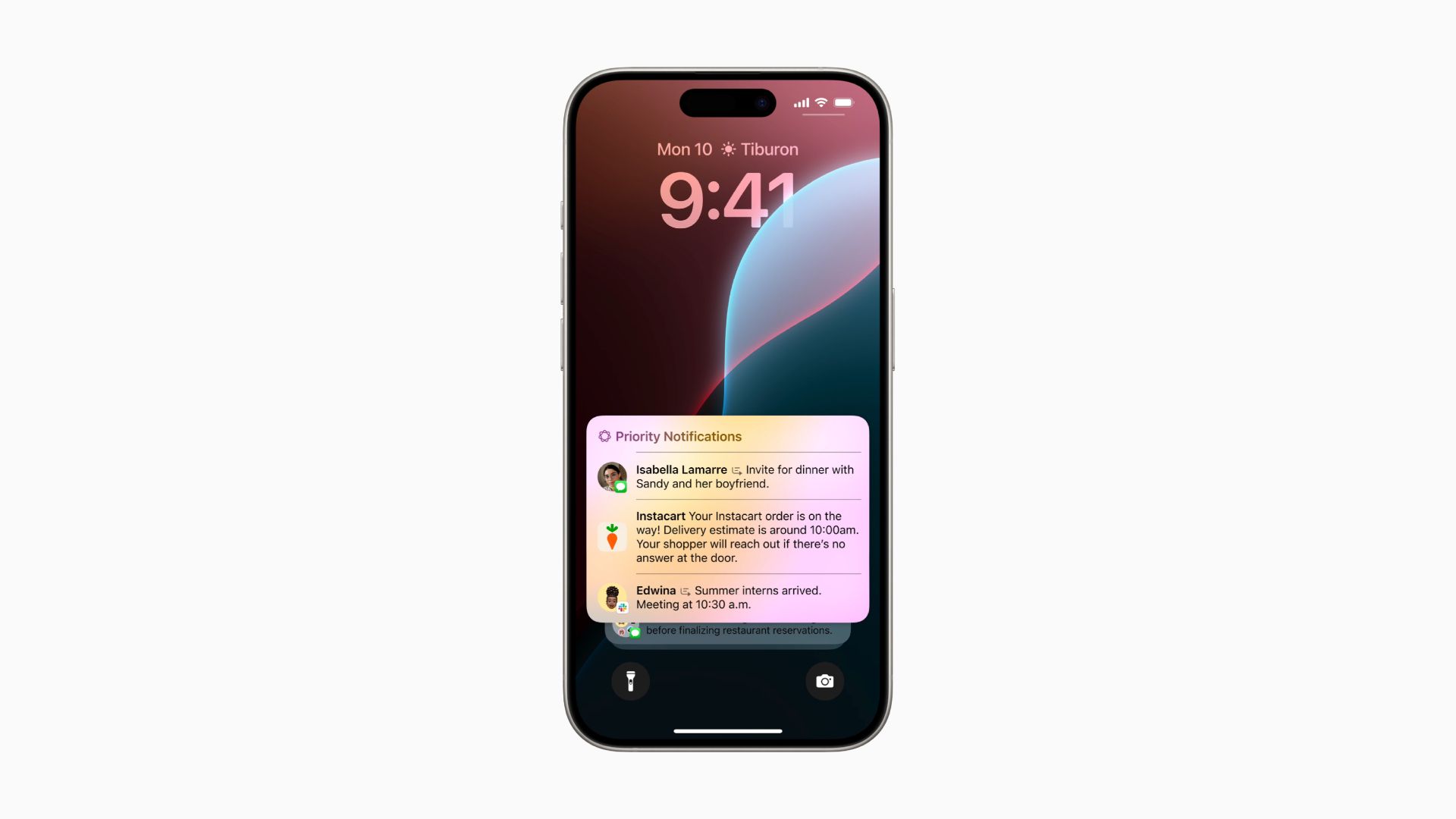 Priority notifications on an iPhone through AI