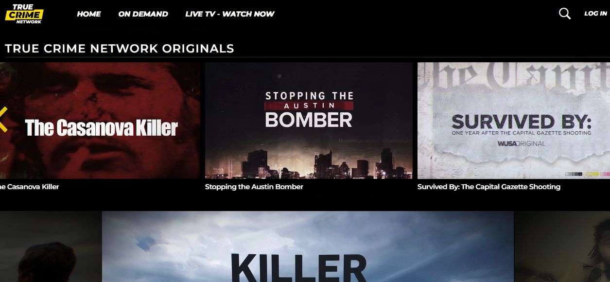 True Crime Network home page