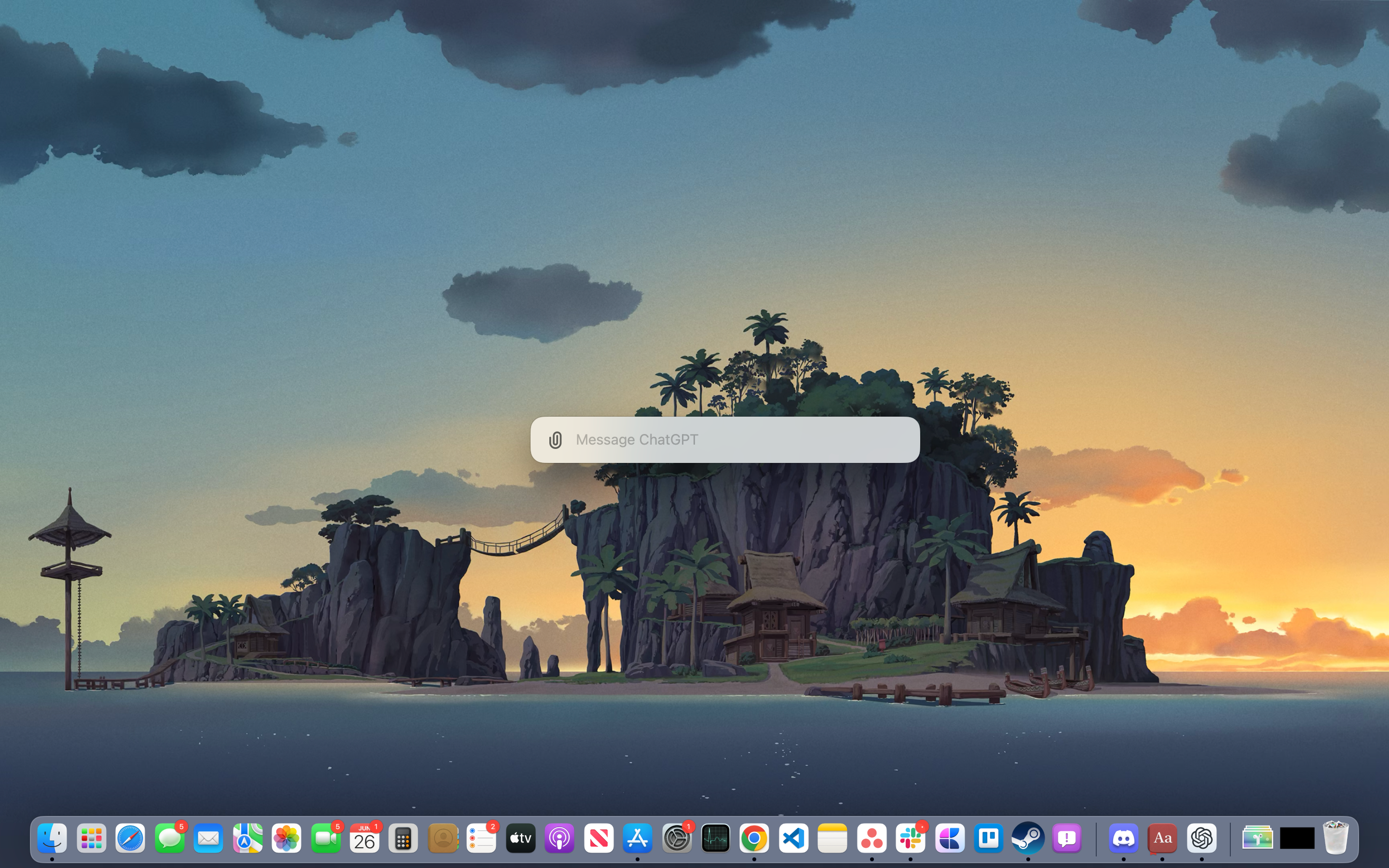 The ChatGPT desktop app's launcher on a Mac desktop
