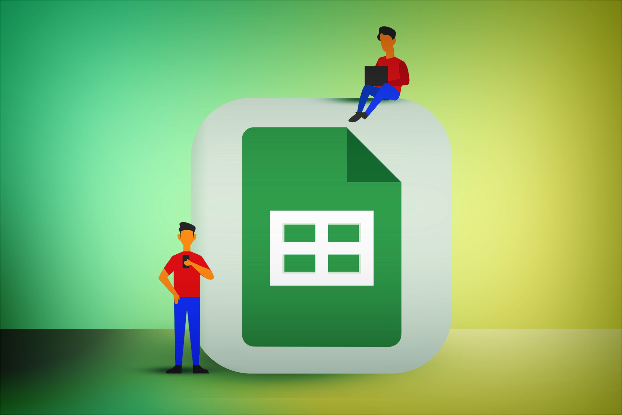 two animated people sitting on top of an excel logo