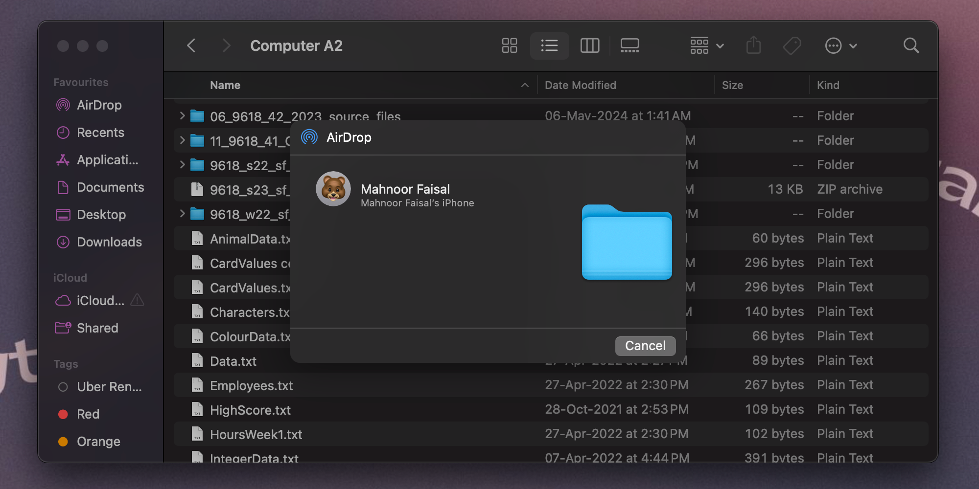 using AirDrop on macOS