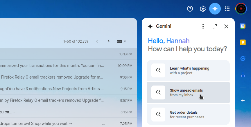 using integrated ai in gmail to sort through unread emails