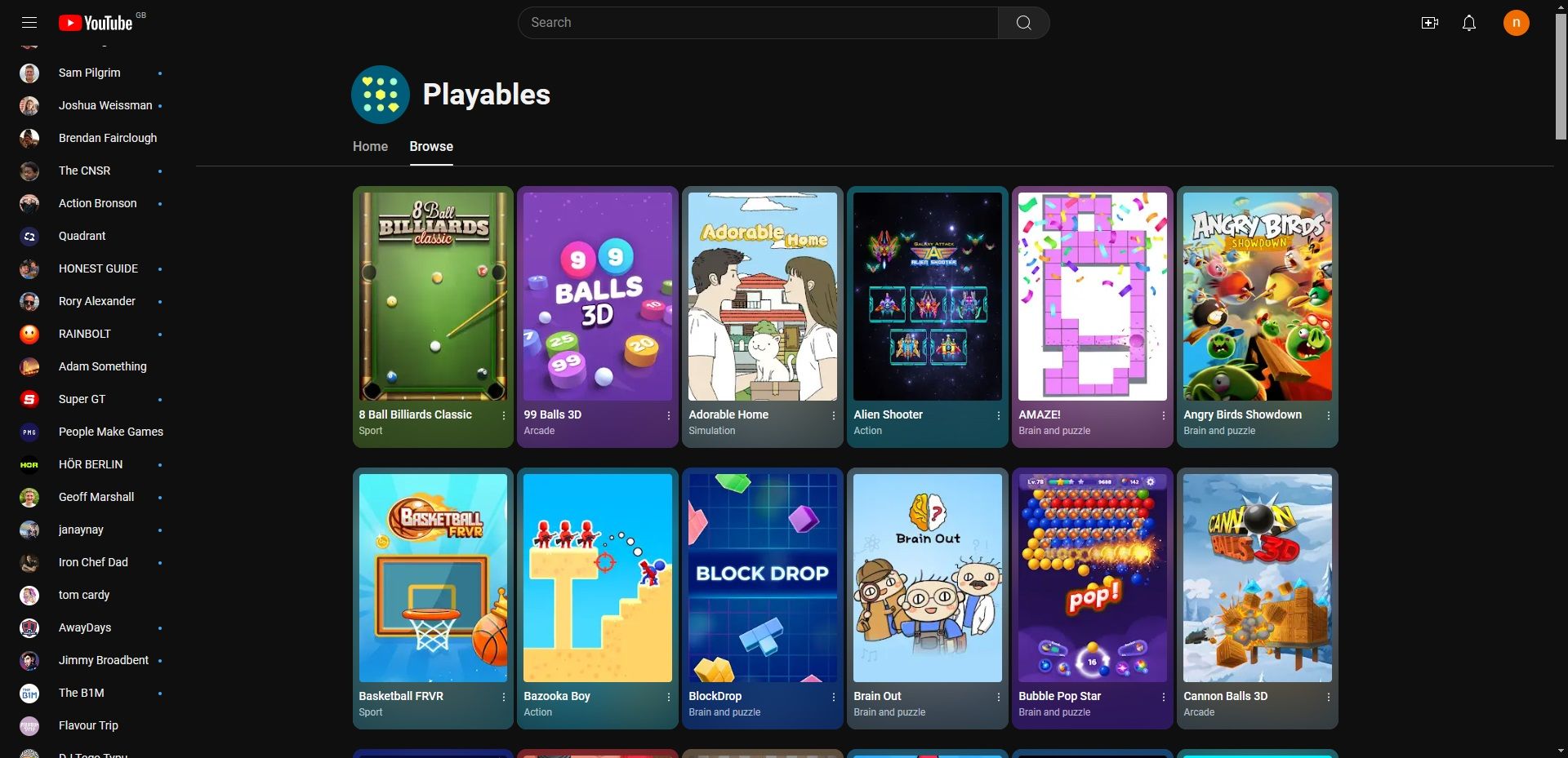 youtube playables in youtube