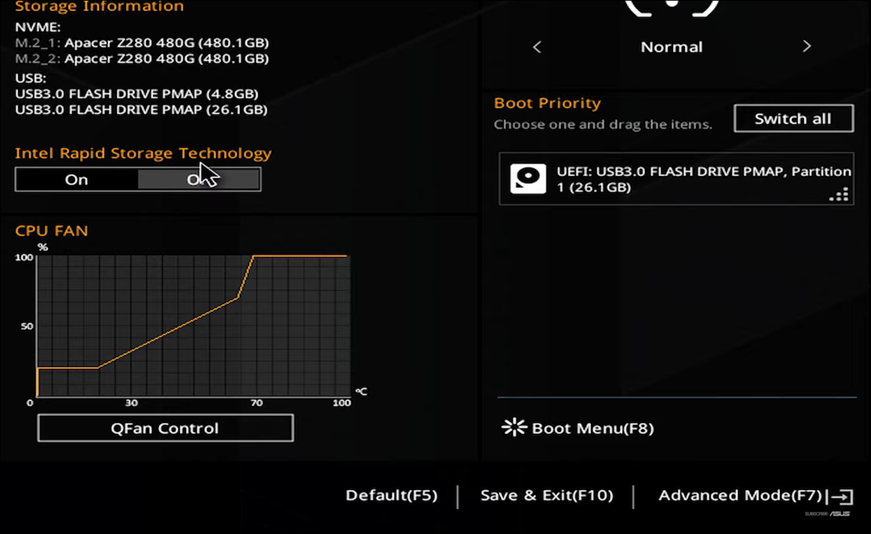 صفحه اصلی ASUS BIOS Utility