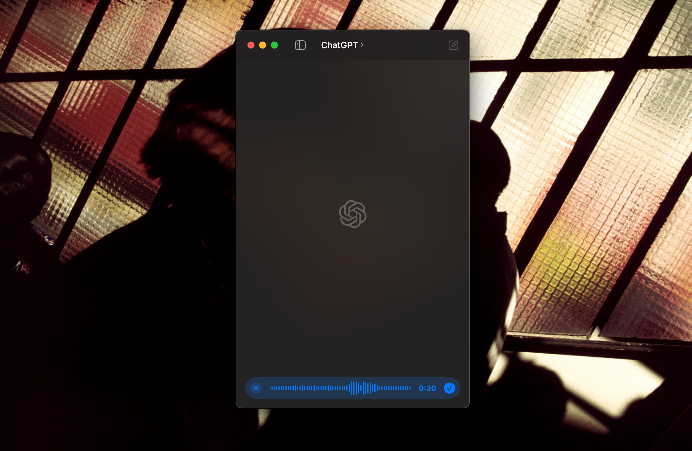 ChatGPT macOS app audio recording window