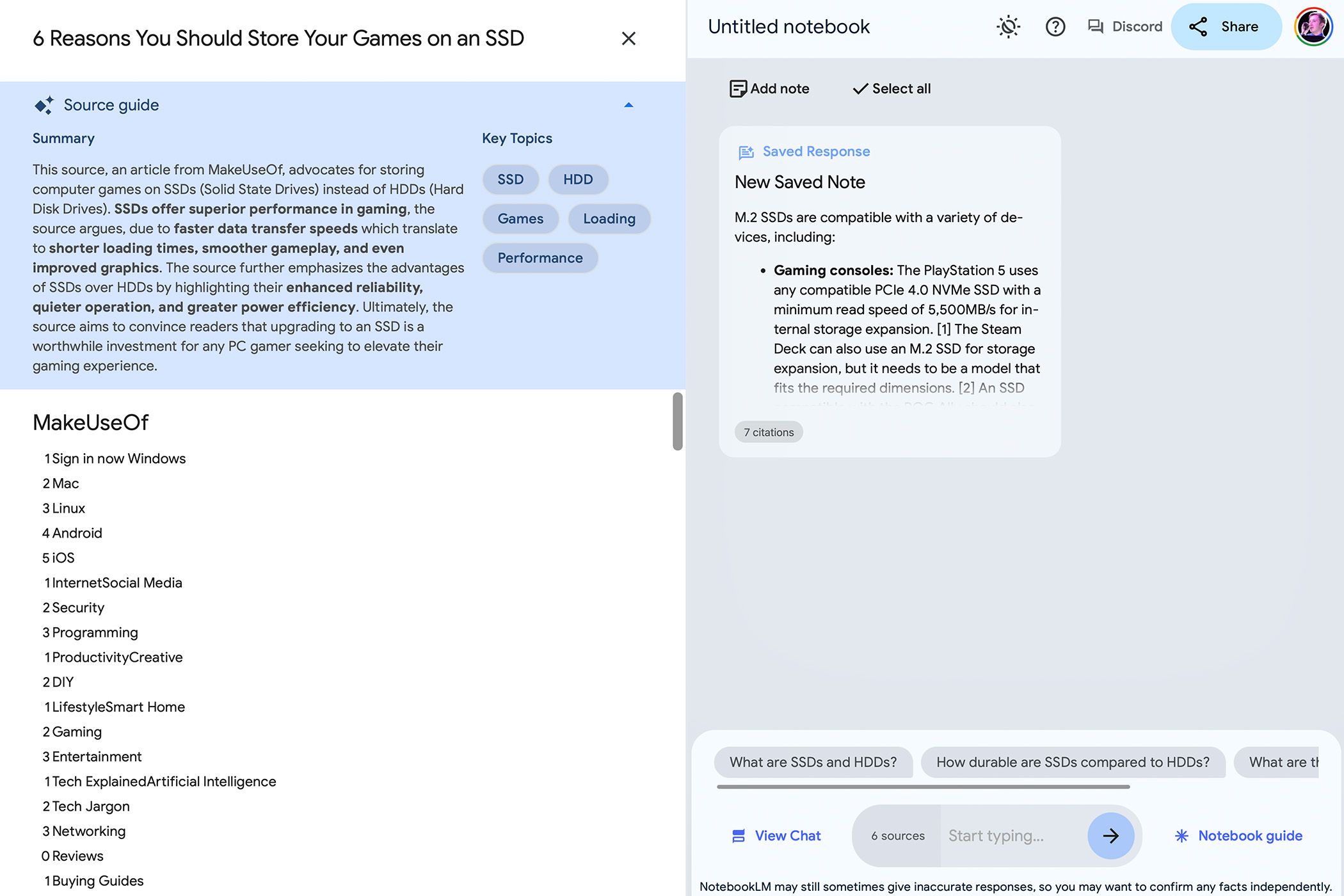 Example Source Guide in NotebookLM