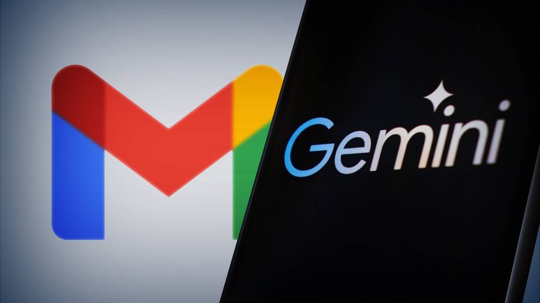 Gmail and Gemini logos side by side, symbolizing integration or comparison of email services and AI technology