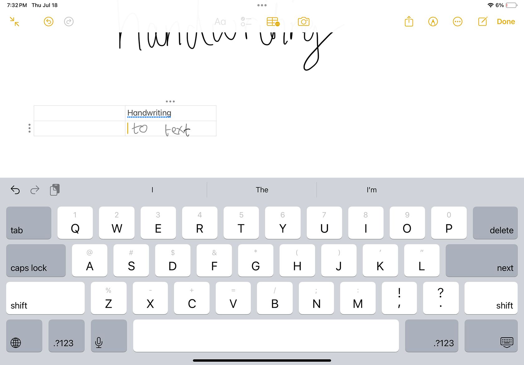 Handwriting to Text on iPad