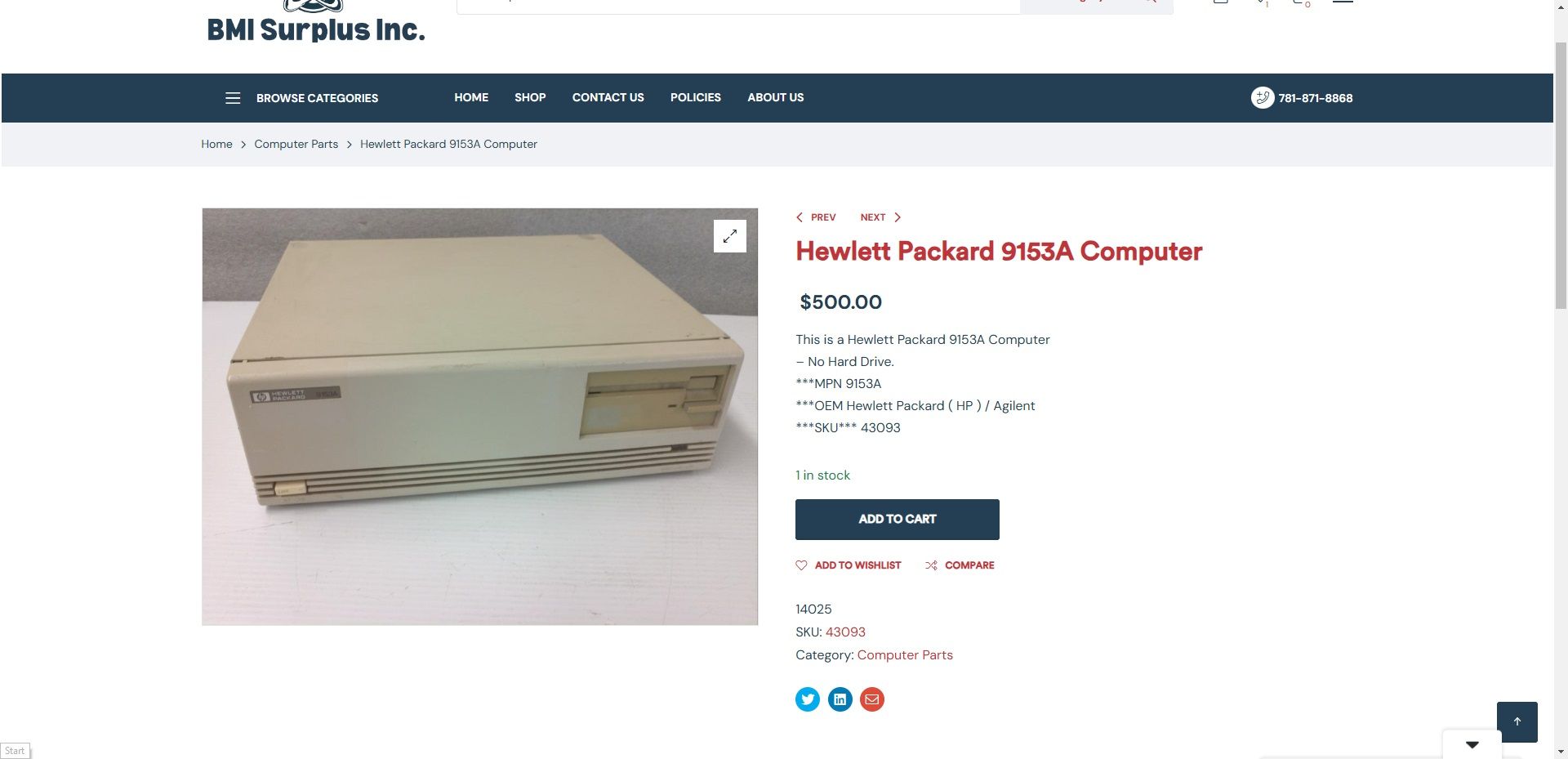 Hewlett Packard 9153A Floppy Disc Drive