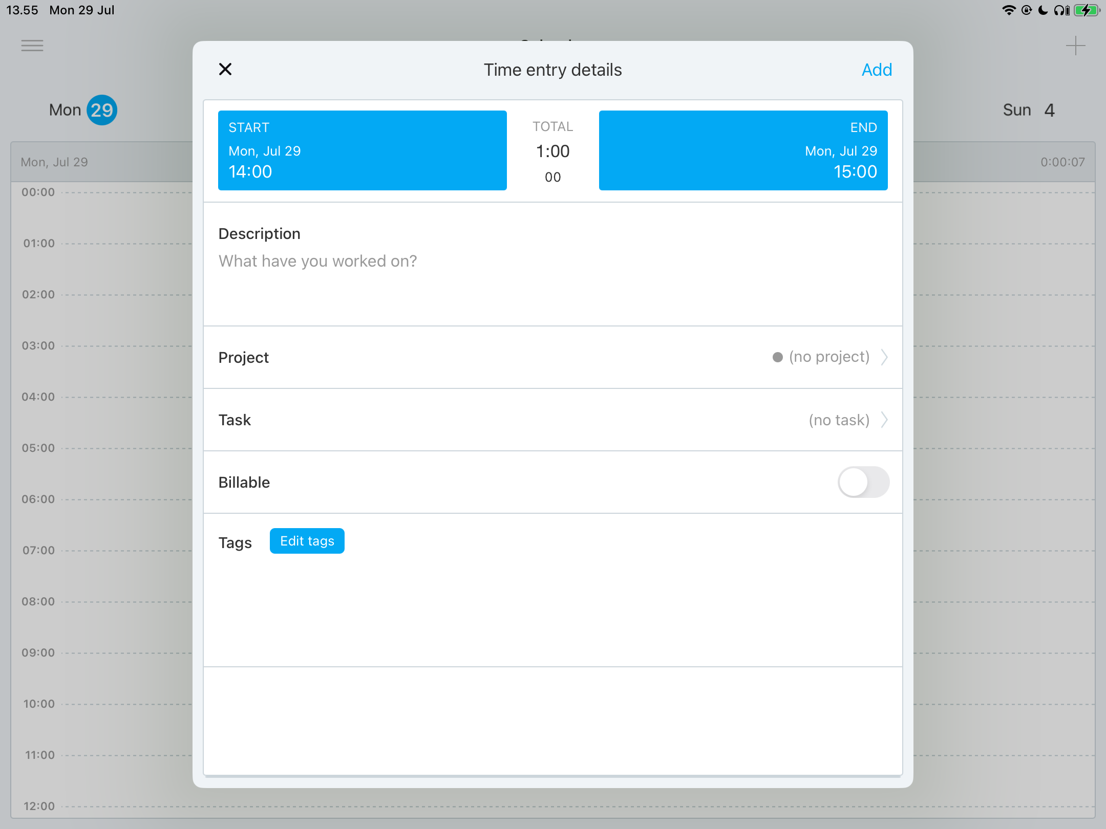 Add billable hours in the Clockify app