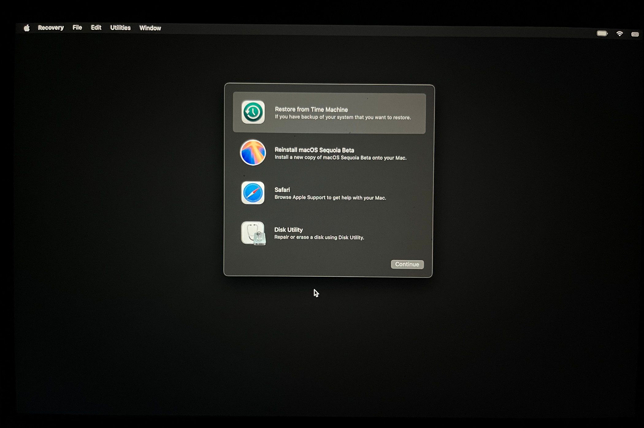 Открытие macOS Recovery на Mac