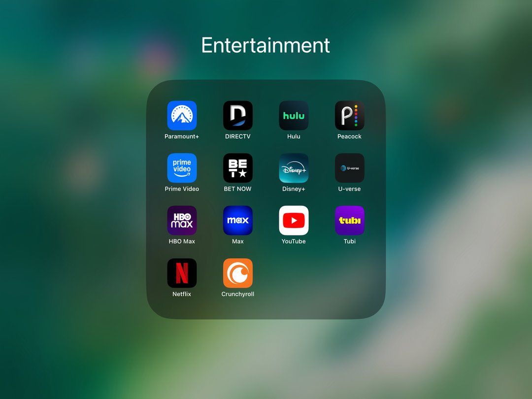 Image of various streaming services in an iPad folder