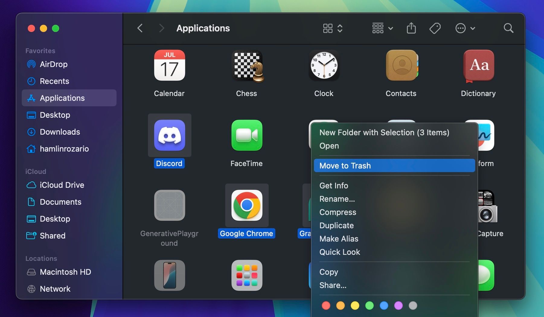 انتقال برنامه ها به سطل زباله از پوشه Applications در macOS