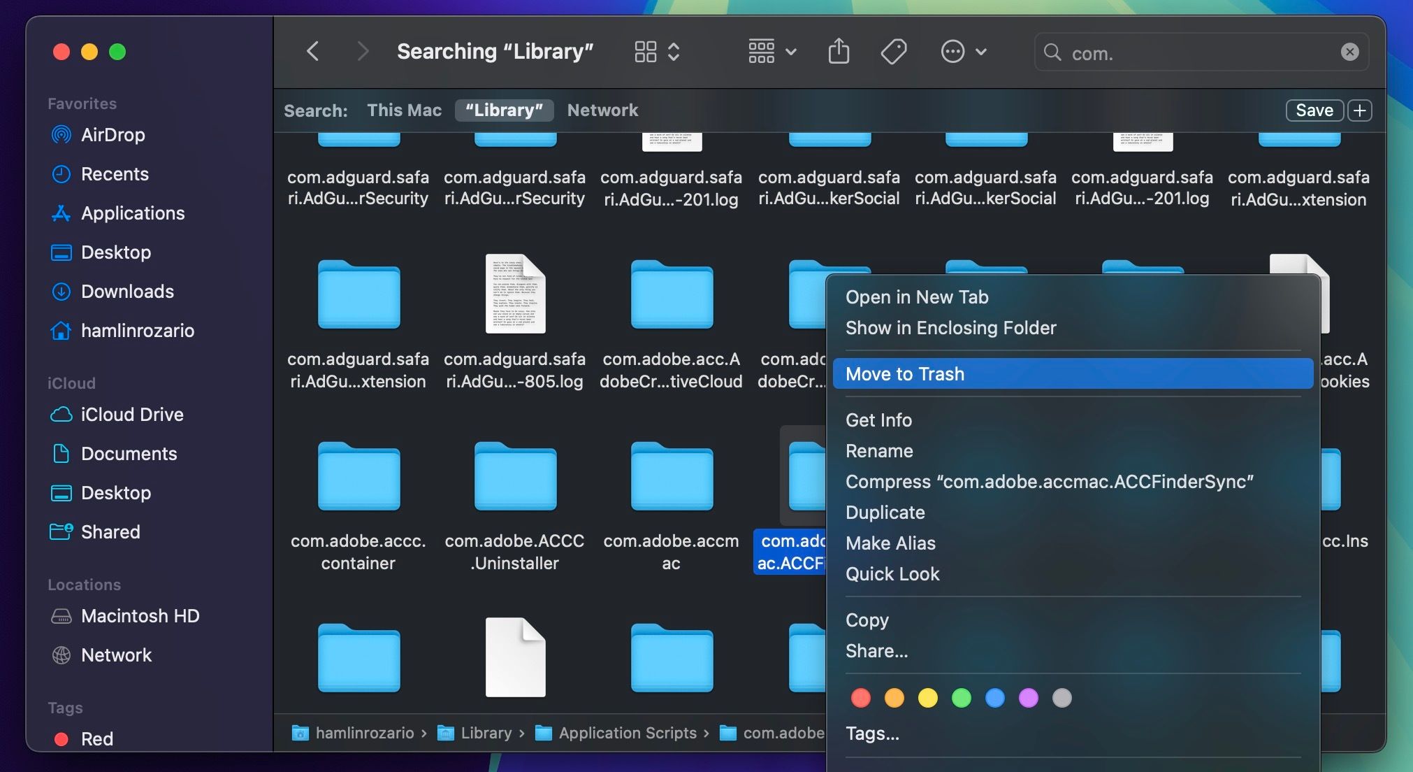 انتقال برنامه ها به سطل زباله از پوشه Library در macOS