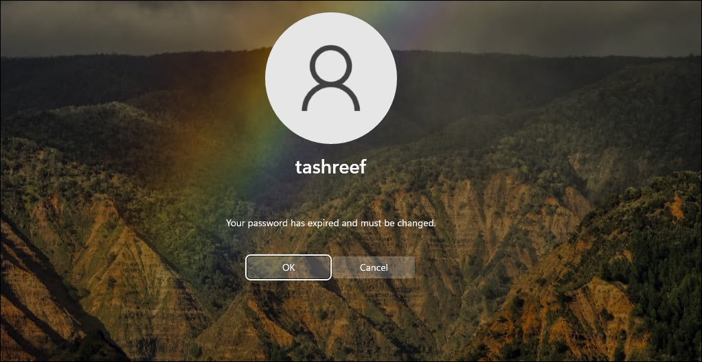  Your password has expired message appearing on the screen