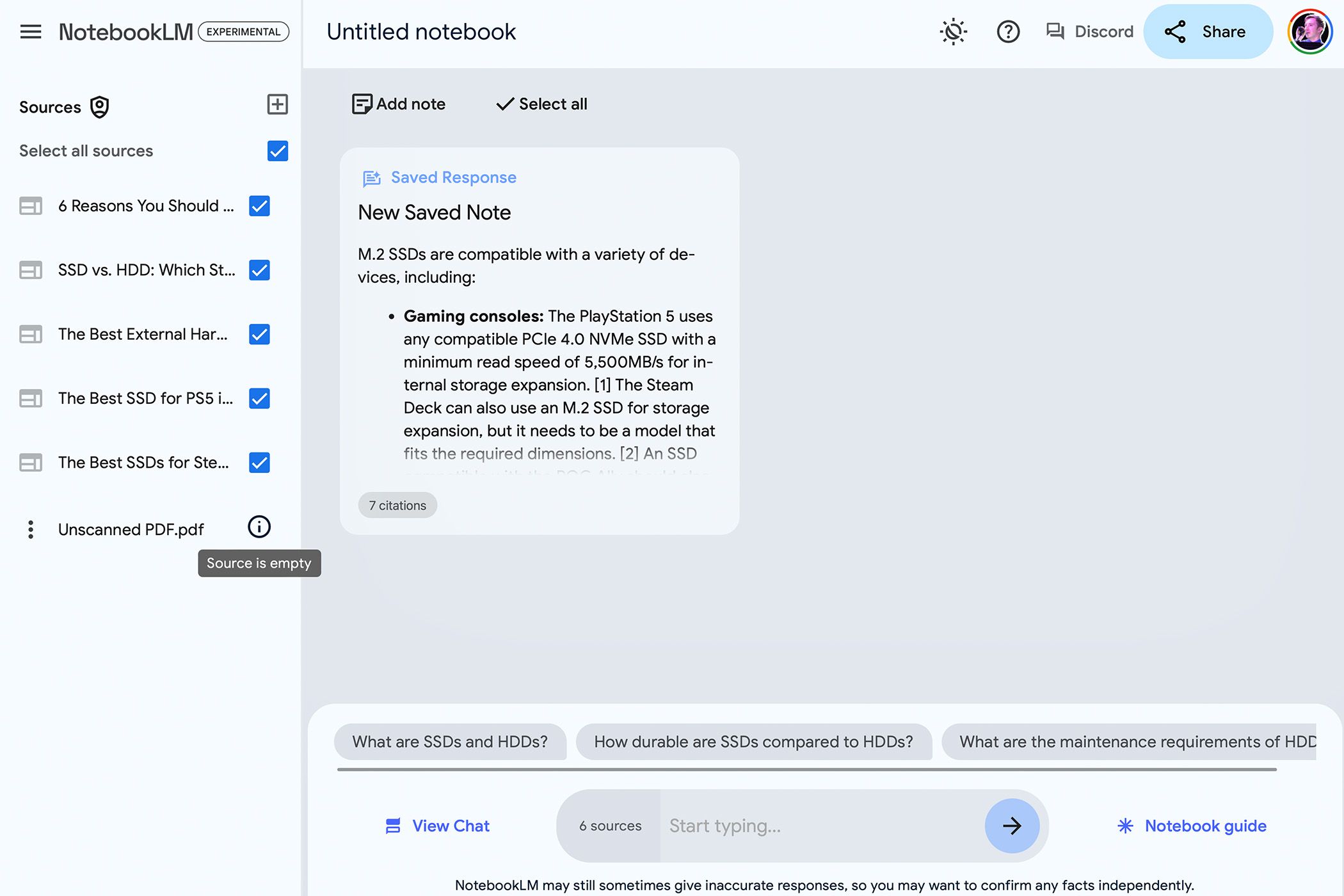 Unscanned PDF showing Source Is Empty in NotebookLM