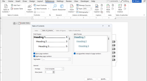 A Table of Contents Dialog Box in Word