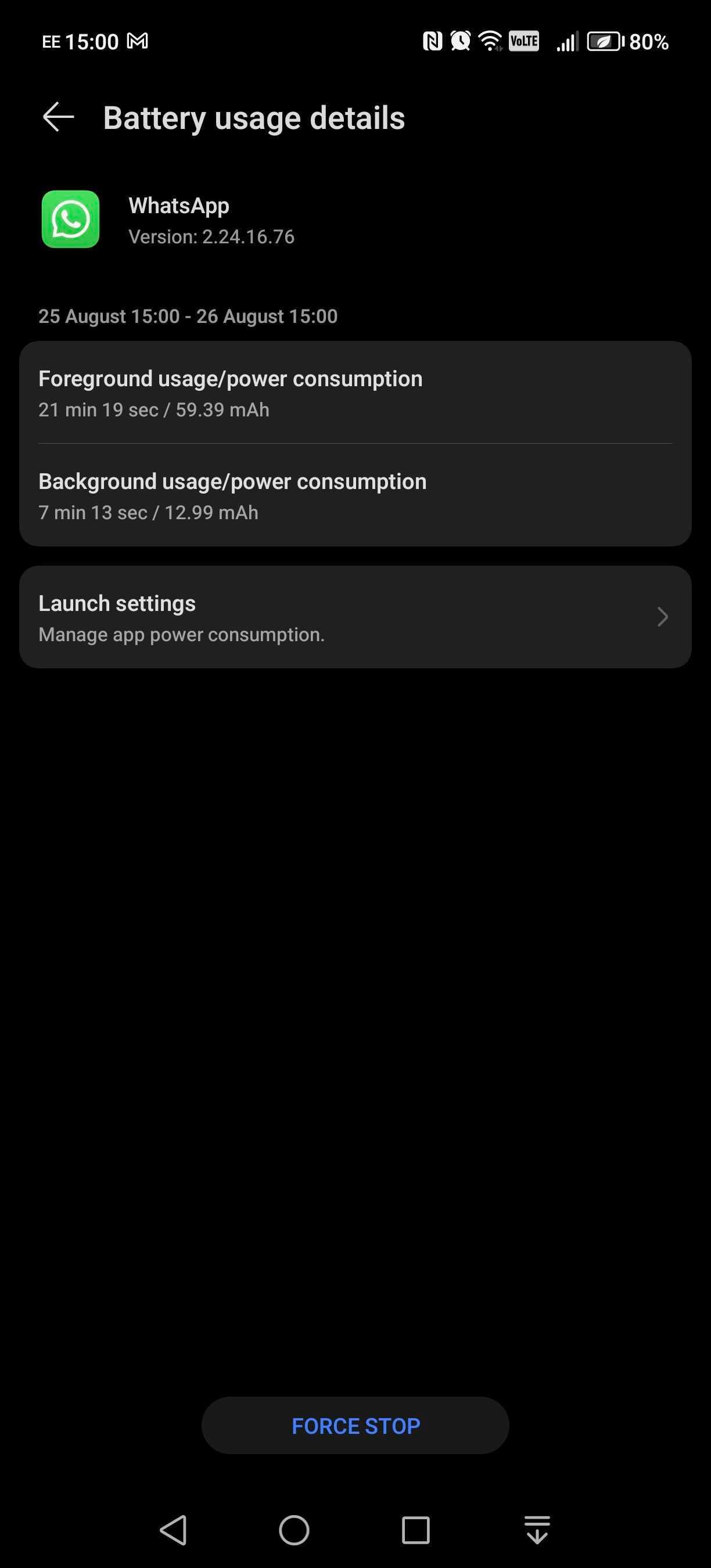Trang cá nhân sử dụng pin Android