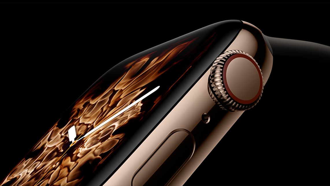 the apple watch series 4 screen on a gold model