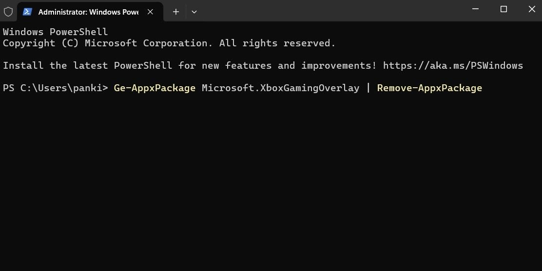 Command to Disable Xbox Gaming Overlay in PowerShell