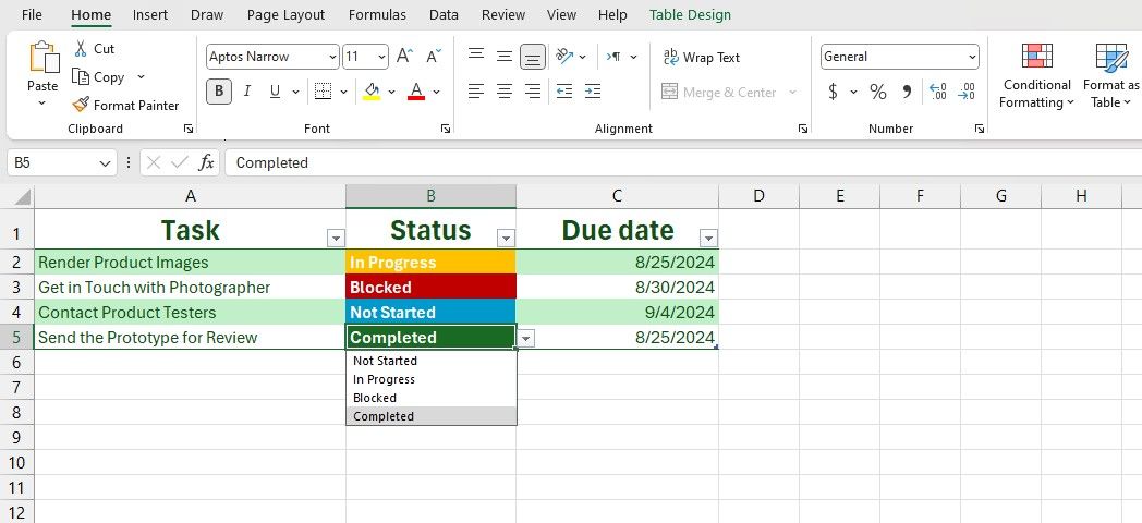 Formatted dropdown lists in Excel