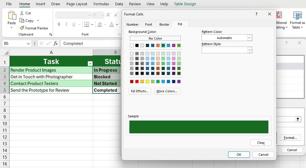 Formatting cells with conditional formatting in Excel