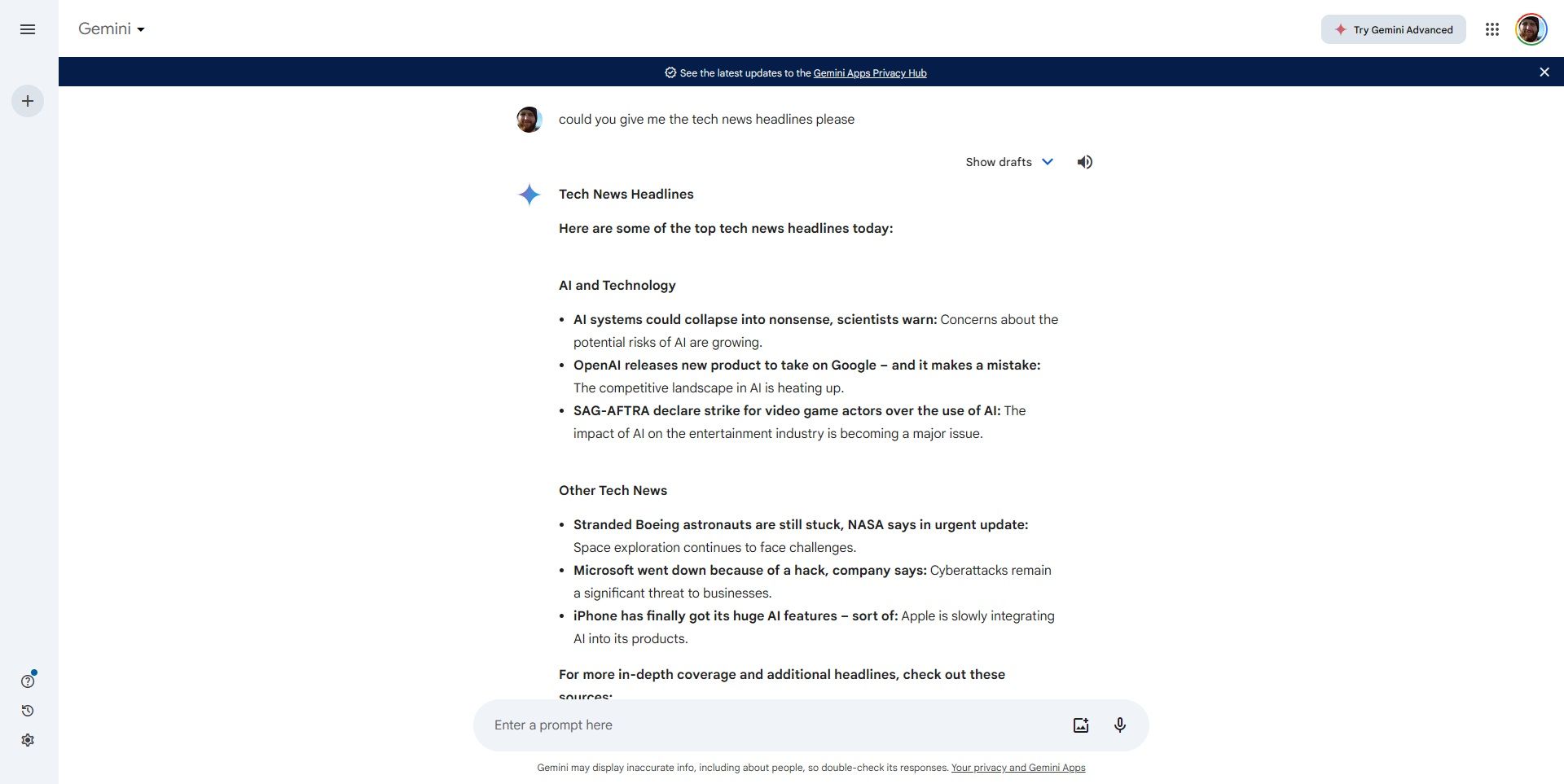 gemini ai news prompt tech