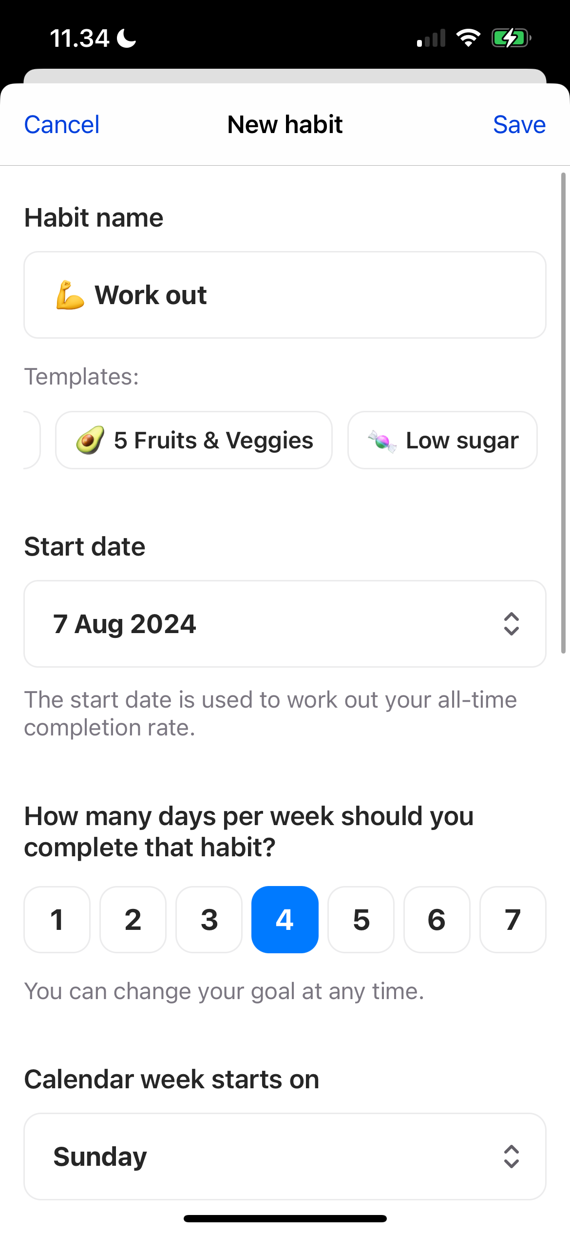 Create a new habit in the Super Habit app on iPhone