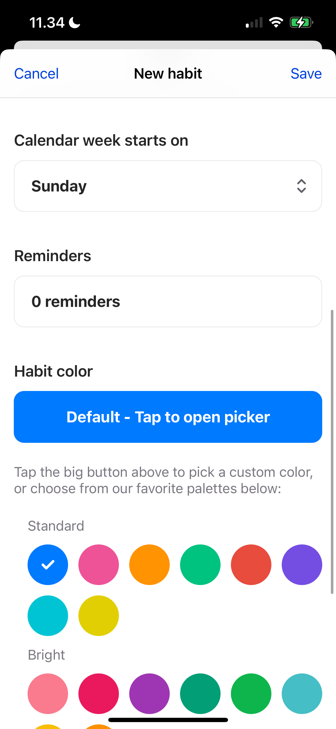 Customize a habit you're creating in the Super Habit app