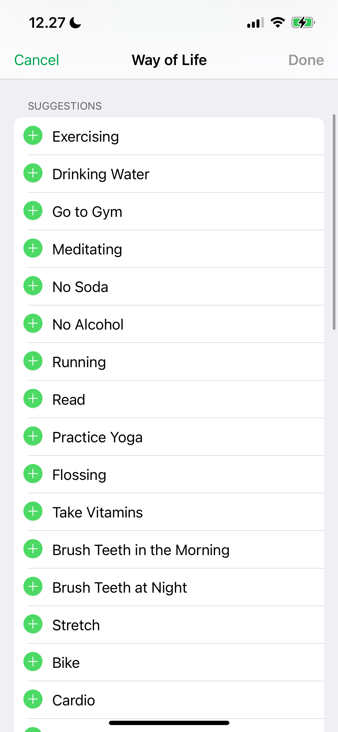 Choose a new habit in the Way of Life app