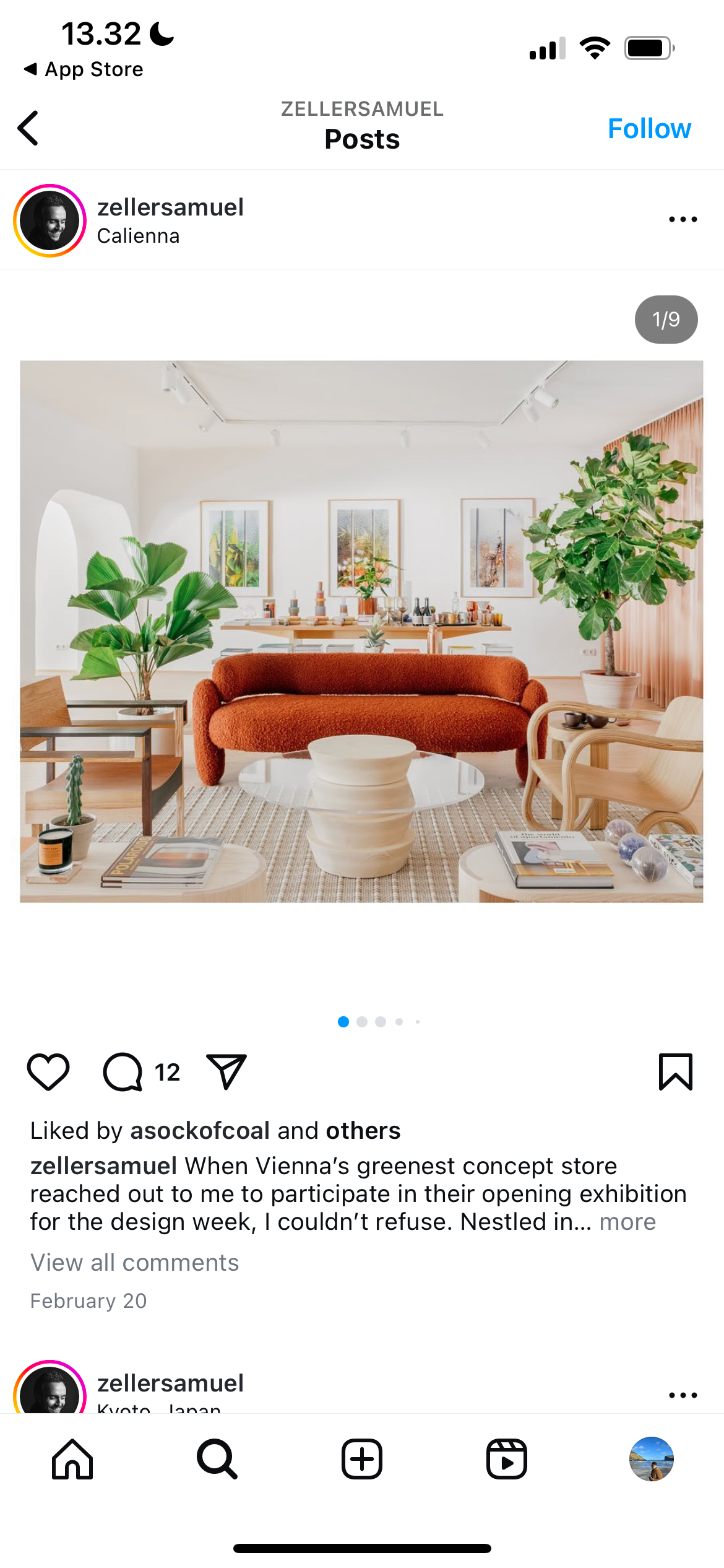 an instagram post that has inspired creativity of an indoor living space