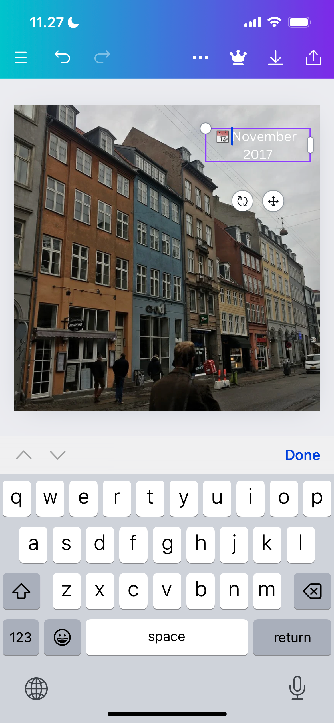 Text editing in the Canva app