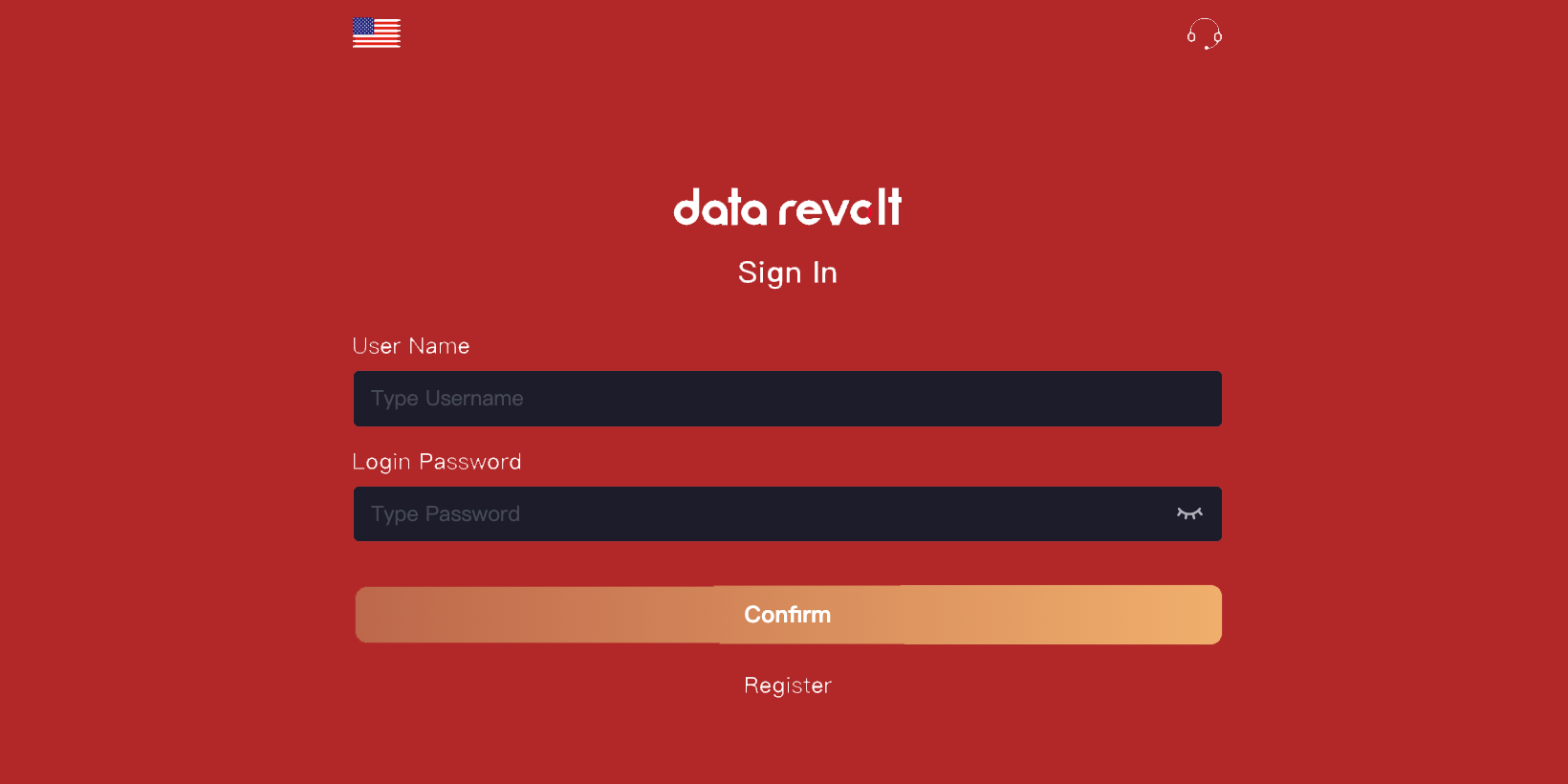 صفحه ورود به سیستم Data Revolt، جایی که یک کلاهبردار از کاربران می خواهد که ثبت نام کنند