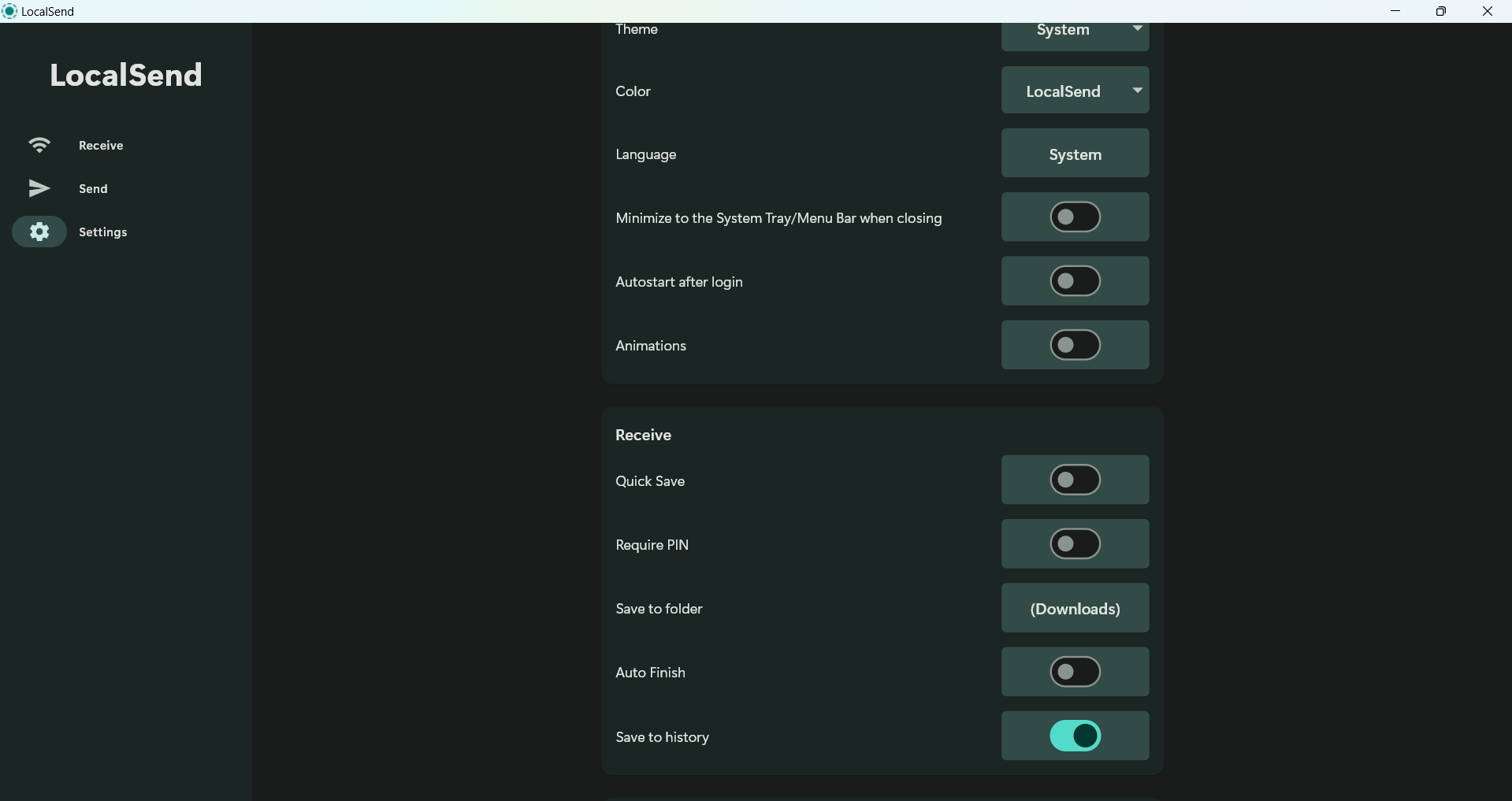 LocalSend Settings