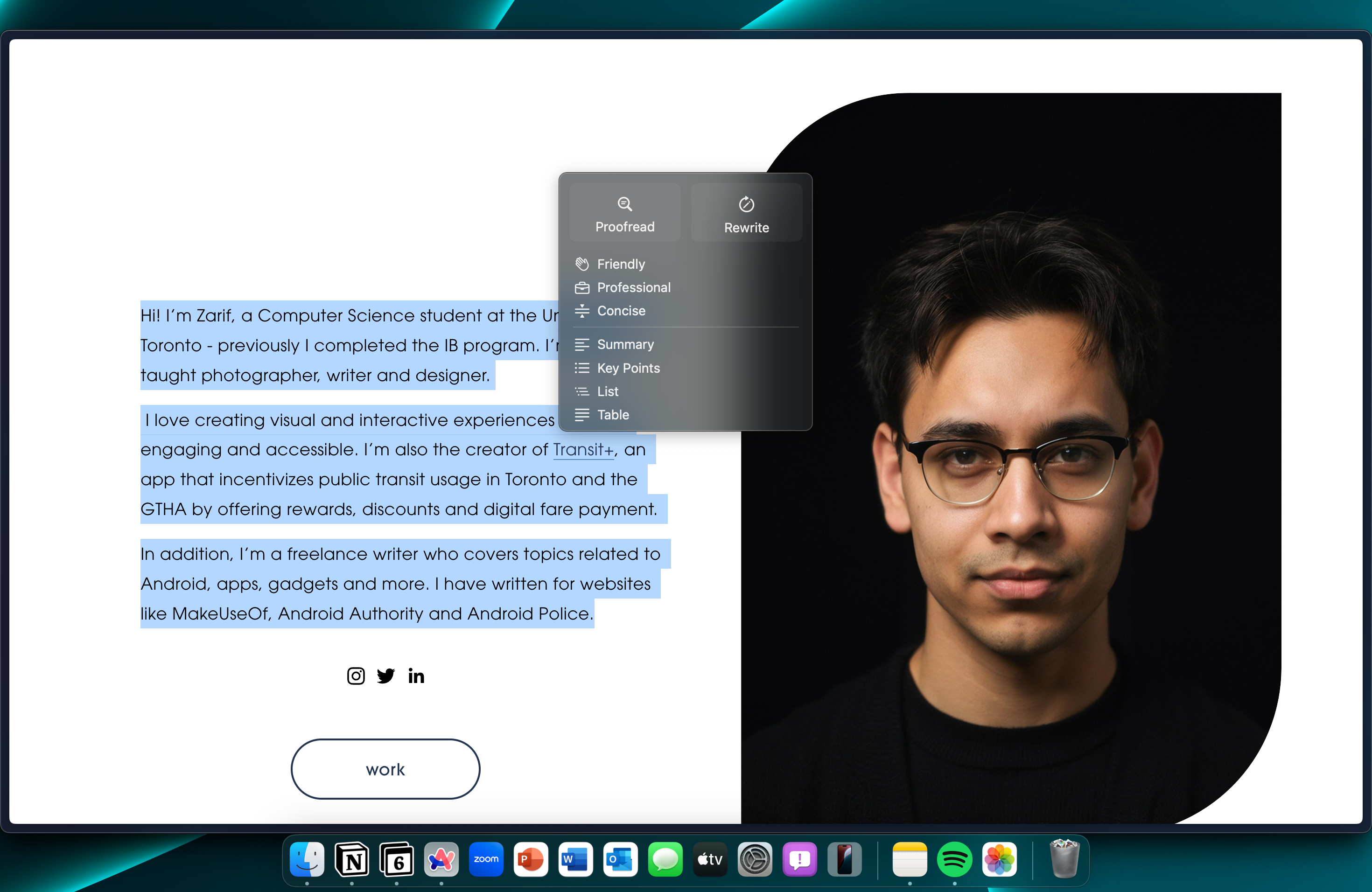 macOS Sequoia Writing Tools Popup