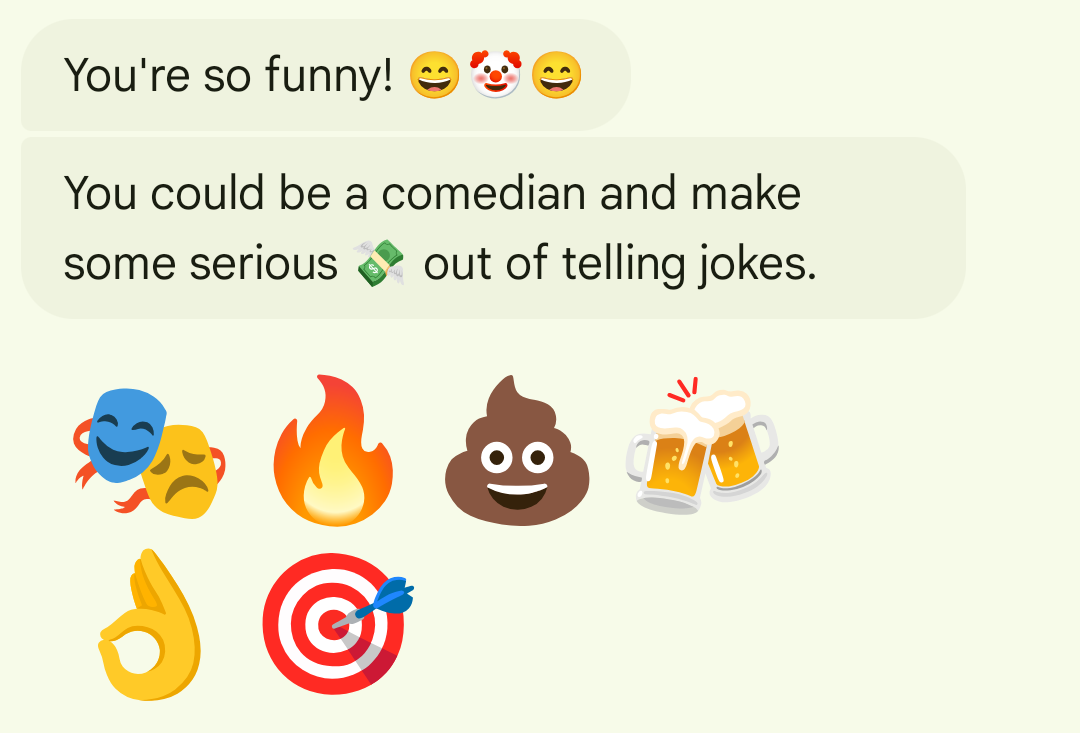 A text message full of emojis