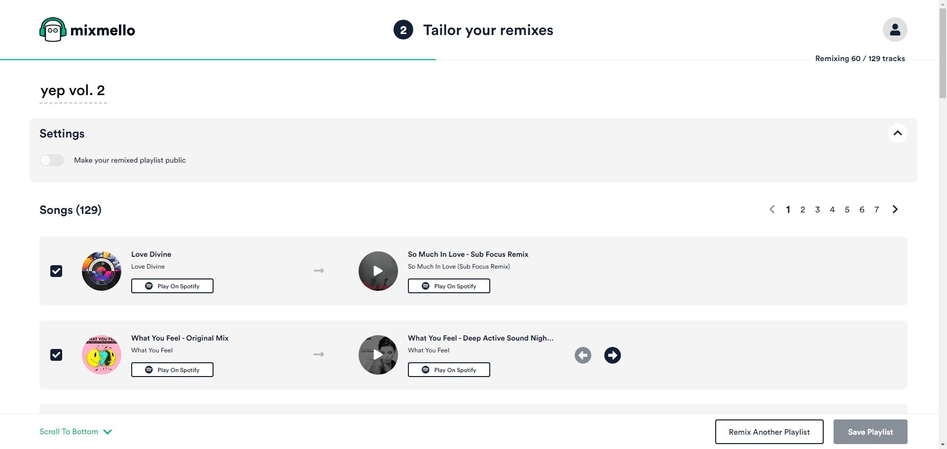 mixmello spotify remix app making remixed playlist