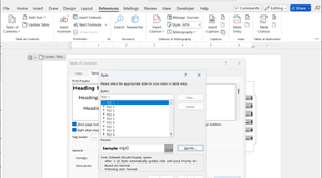 Modify Table of Contents Style in Word