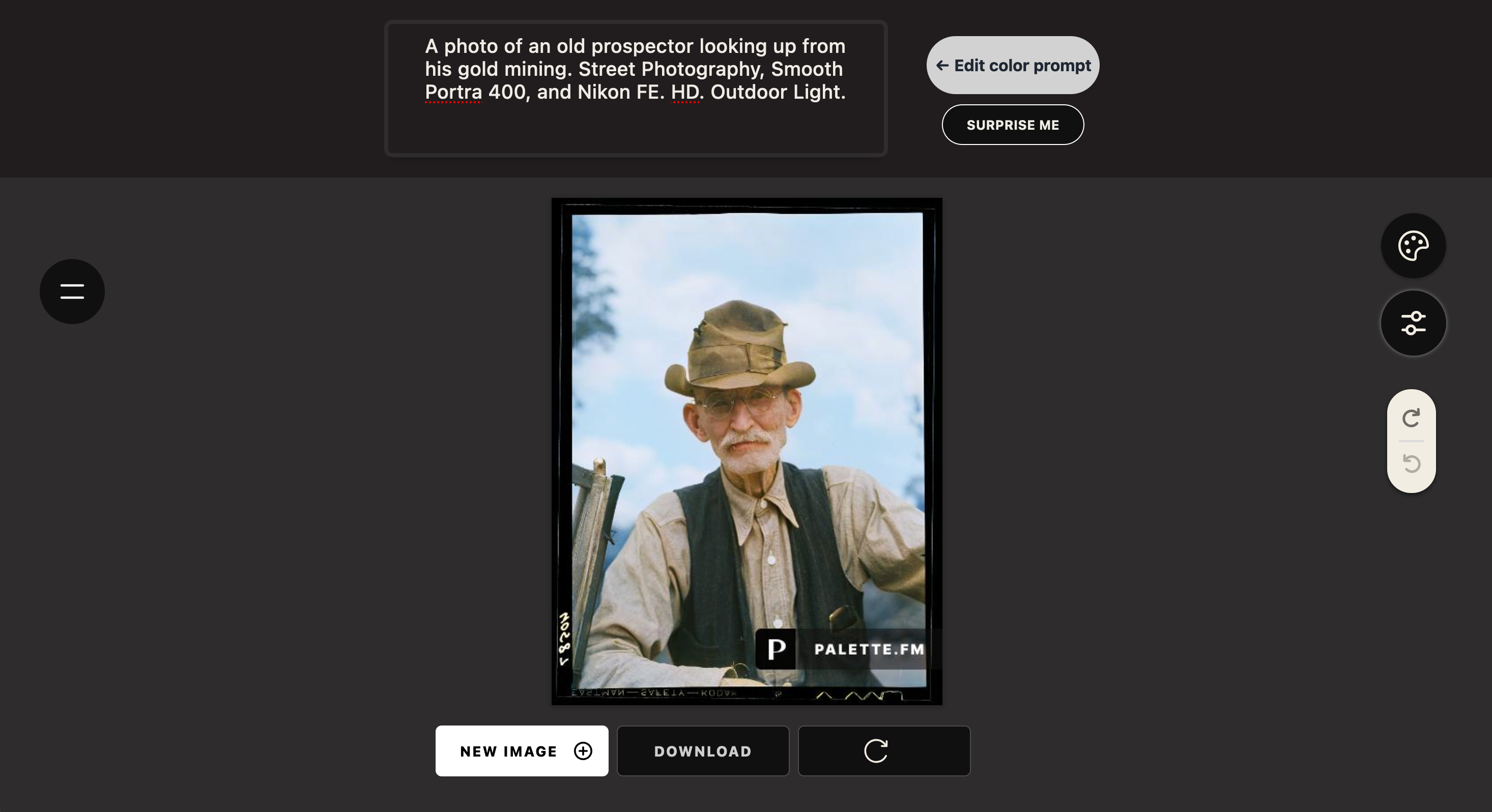 Palette.fm text prompt to change image color