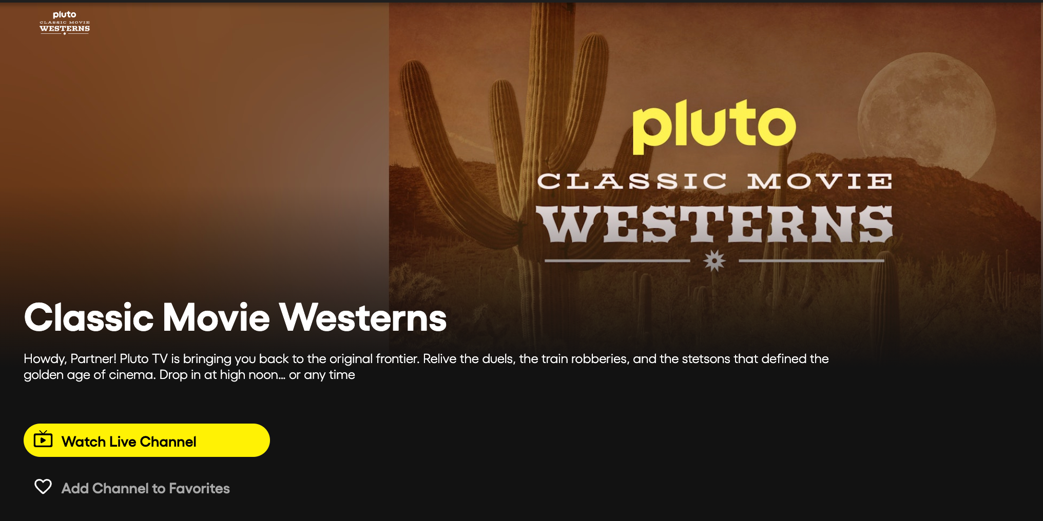 Pluto TV displays its Classic Westerns Channel 