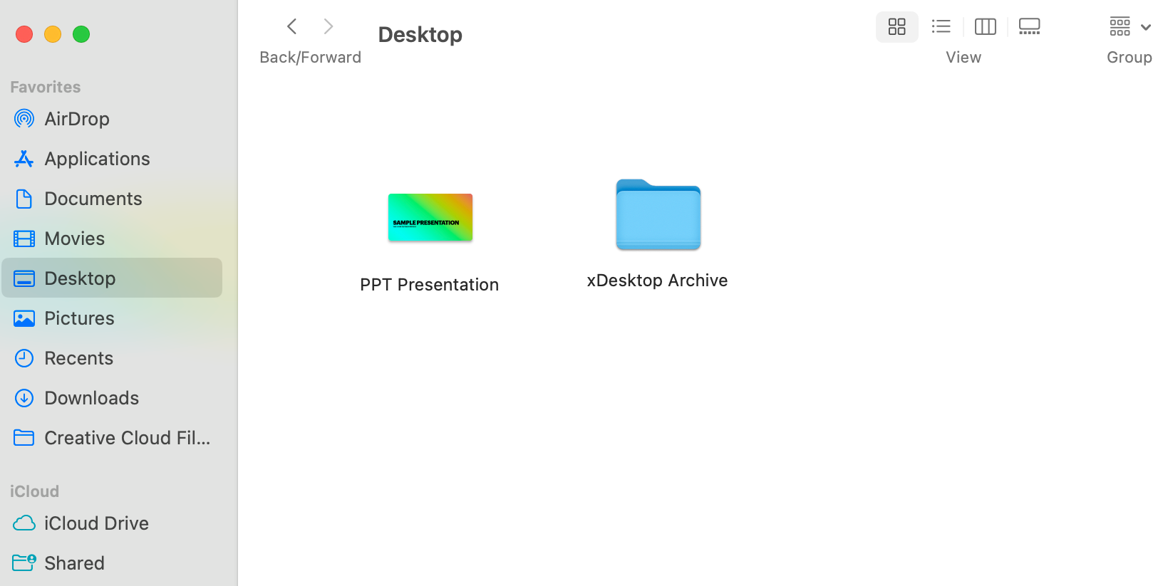 A Mac user saves a .ppt presentation file locally on their desktop.