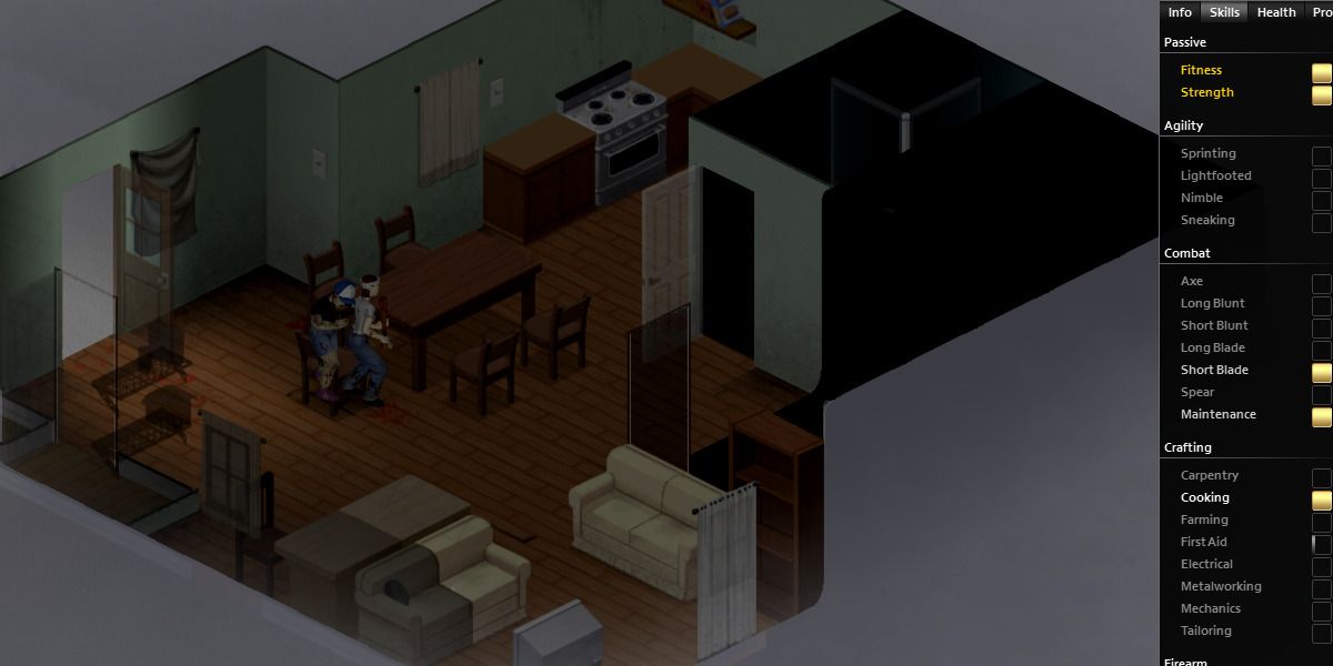 Project Zomboid Show game character with skills