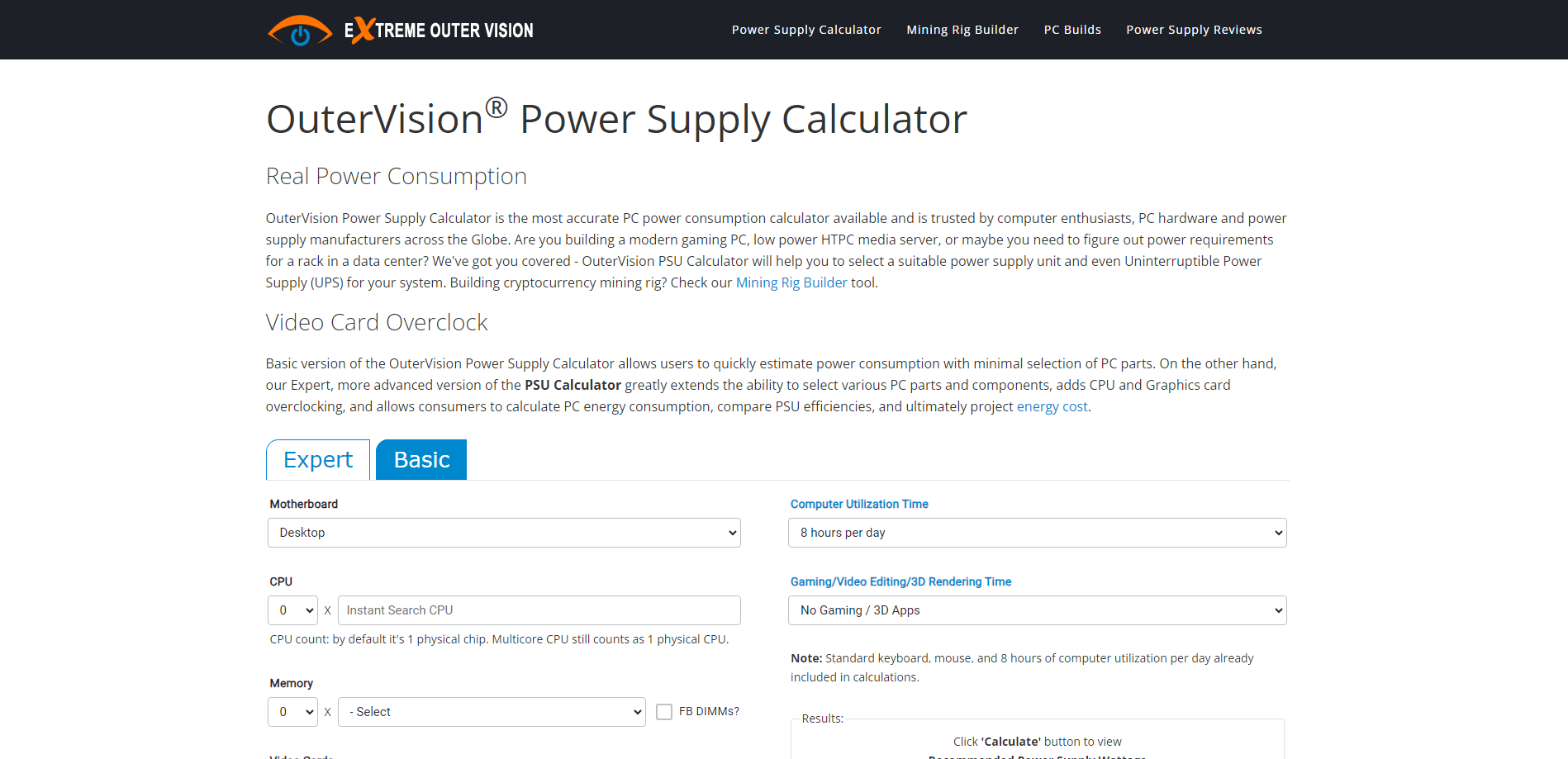 The OuterVision PSU calculator